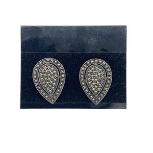 925 Judith Jack Marcasite Teardrop Shape Stud Earrings Medium